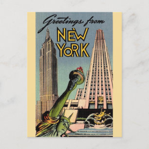 Carte Postale Salutation Retro New York City