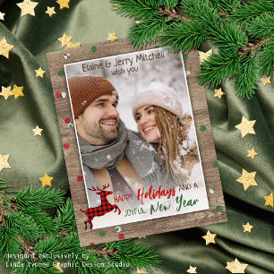 Carte Postale Salutation saisonnière des Motifs de bois rustique