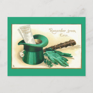 Carte Postale Salutation vintage de la Saint-Patrick avec chapea
