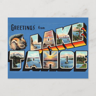 Carte Postale Salutation vintage Lake Tahoe