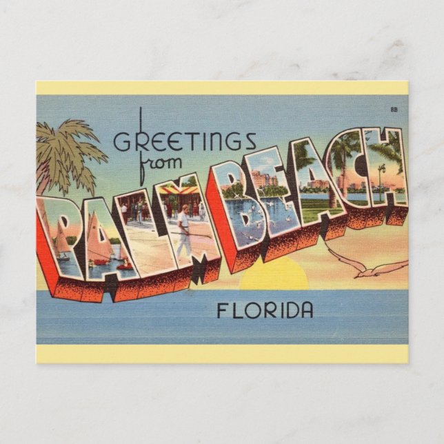 Carte Postale Salutation Vintage Palm Beach (Devant)