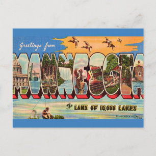Carte Postale Salutation vintage pour le Minnesota