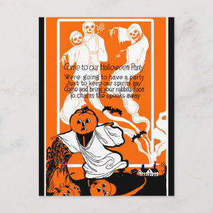 Carte Postale Salutation vintage Skeleton Ghost