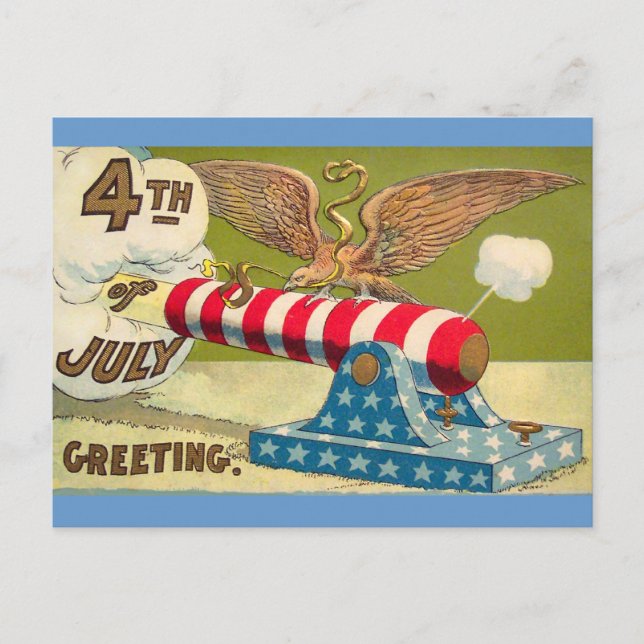 Carte Postale Salutations 4 juillet vintages (Devant)