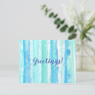 Carte Postale Salutations Abstrait Aqua Vert Bleu Blanc Treescap