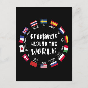 Carte Postale Salutations autour du monde - Bonjour dans toutes