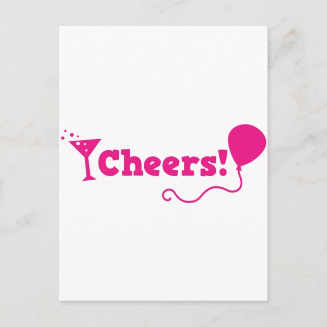 Carte Postale Salutations ! avec fête Balloon et verre de cockta (Devant)