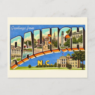 Carte Postale Salutations colorées de Raleigh NC 