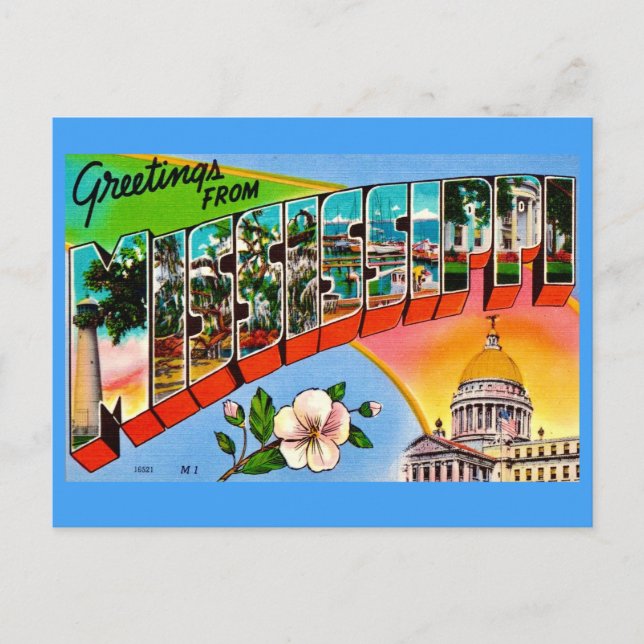 Carte Postale Salutations colorées du Mississippi  (Devant)