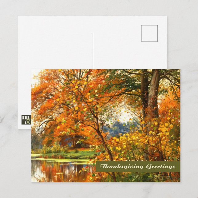Carte Postale Salutations d'action de grâces. Art (Devant / Derrière)