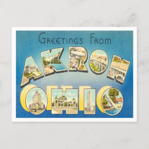 Carte Postale Salutations d'Akron, Vintage voyage de l'Ohio