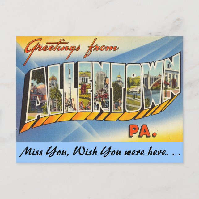 Carte Postale Salutations d'Allentown (Devant)