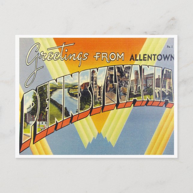 Carte Postale Salutations d'Allentown, Pennsylvanie (Devant)