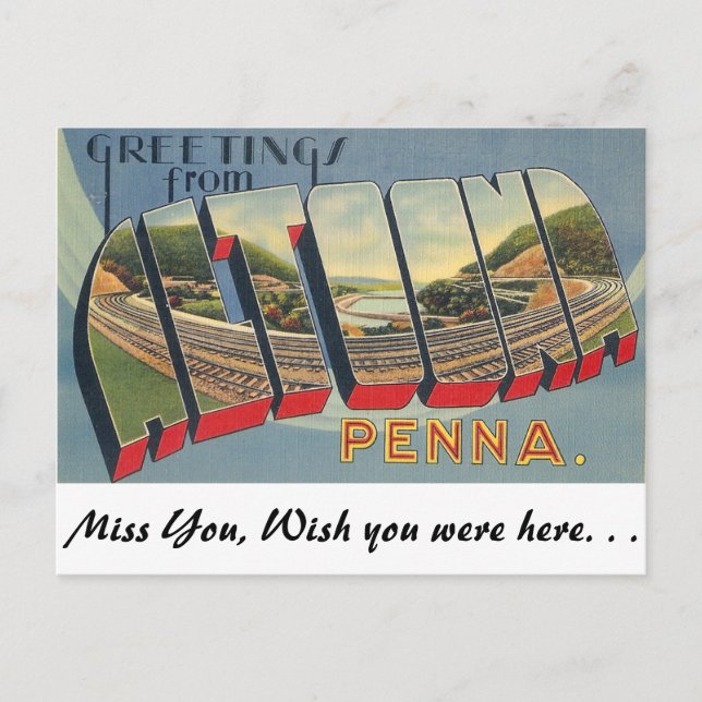 Carte Postale Salutations d'Altoona, Pennsylvanie (Devant)