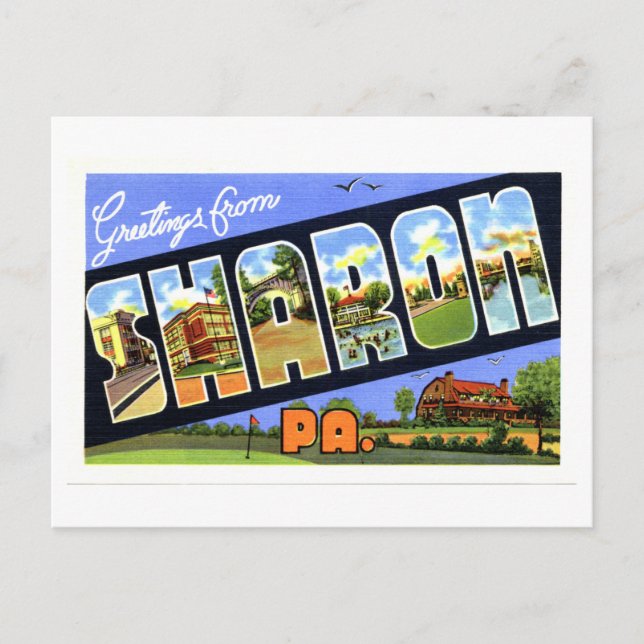 Carte Postale Salutations d'antan de Sharon, Pennsylvanie, (Devant)