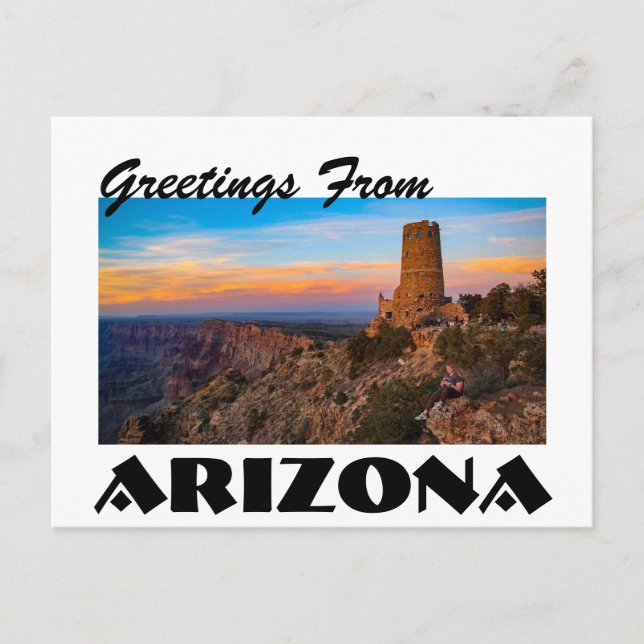 Carte Postale Salutations d'Arizona Grand Canyon Coucher de sole (Devant)