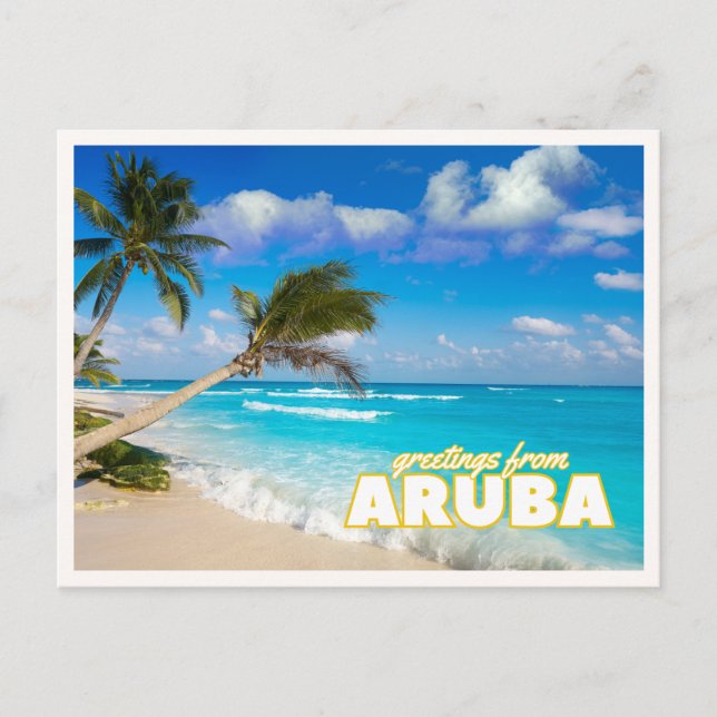 Carte Postale Salutations d'Aruba Plage Tropicale Rétro Vintage (Devant)