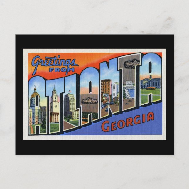 Carte Postale Salutations d'Atlanta (Devant)