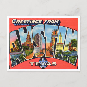 Carte Postale Salutations d'Austin, Texas Vintage voyage