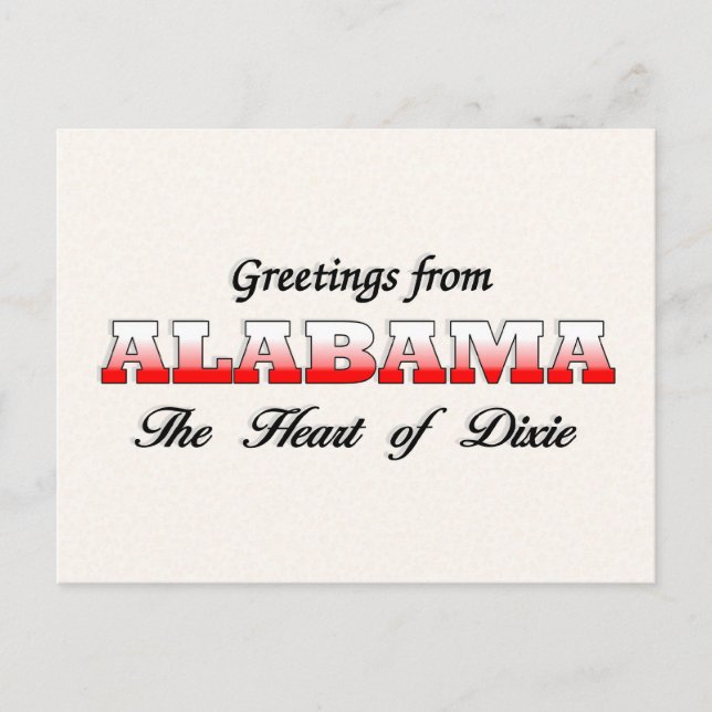 Carte Postale Salutations de Alabama (Devant)
