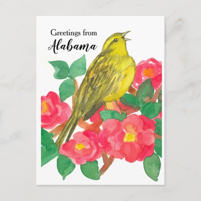 Carte Postale Salutations de Alabama Yellowhammer Camellia (Devant)