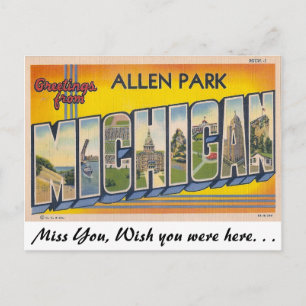 Carte Postale Salutations de Allen Park, Michigan