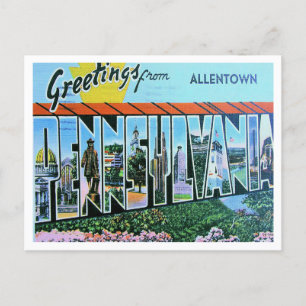 Carte Postale Salutations de Allentown, Pennsylvania Travel