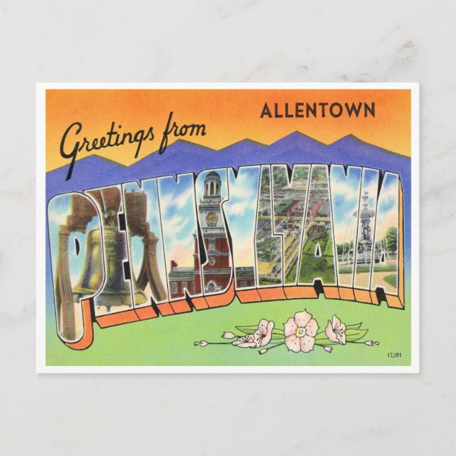 Carte Postale Salutations de Allentown, Pennsylvanie (Devant)