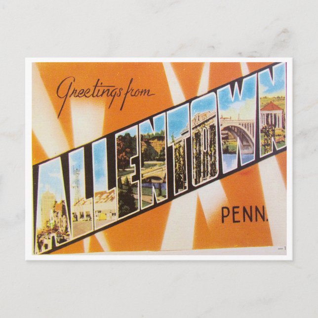 Carte Postale Salutations de Allentown, Pennsylvanie (Devant)