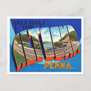 Carte Postale Salutations de Altoona, Pennsylvanie Travel