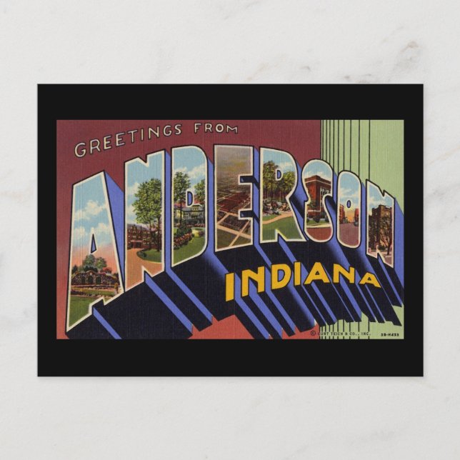 Carte Postale Salutations de Anderson Indiana (Devant)