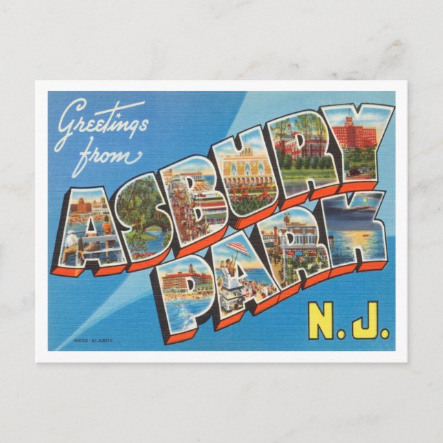 Carte Postale Salutations de Asbury Park, New York Travel (Devant)