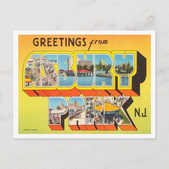 Carte Postale Salutations de Asbury Park, New York Travel (Devant)