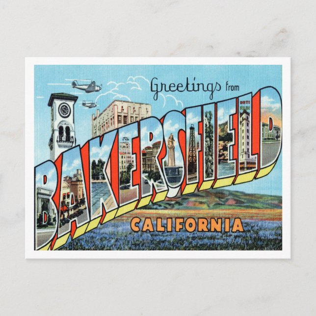 Carte Postale Salutations de Bakersfield, Californie Travel (Devant)