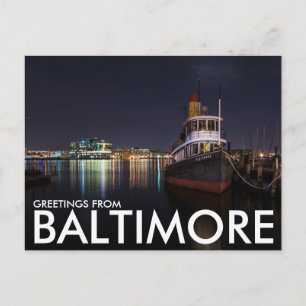 Carte Postale Salutations de Baltimore, Maryland, États-Unis