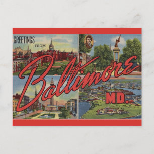 Carte Postale Salutations de Baltimore MD