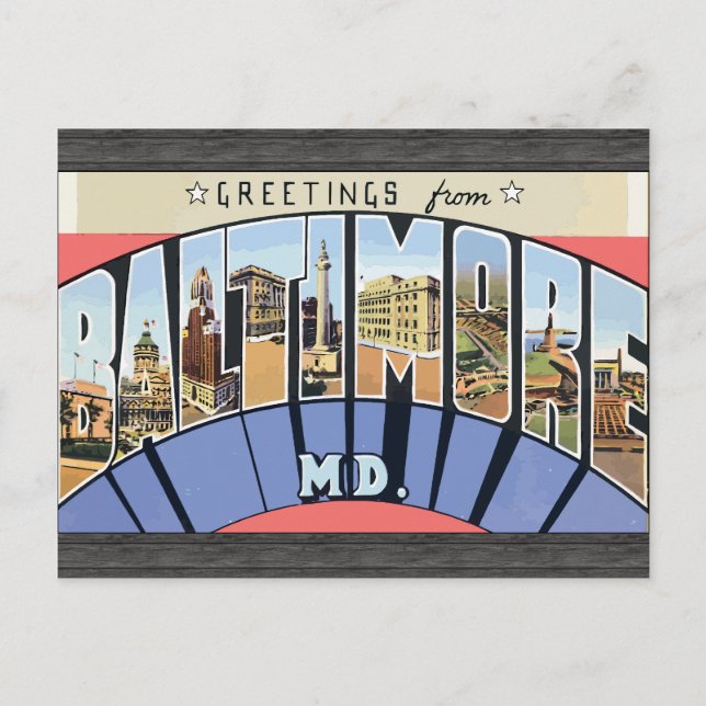 Carte Postale Salutations De Baltimore Md, Vintage (Devant)