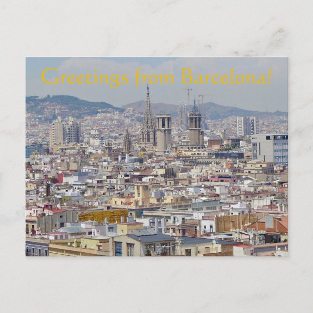 Carte Postale Salutations de Barcelone ! (Devant)