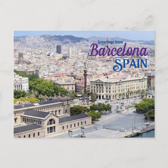 Carte Postale Salutations de Barcelone Espagne Voyage  (Devant)