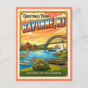Carte Postale Salutations de Bayonne NJ Retro Gateway