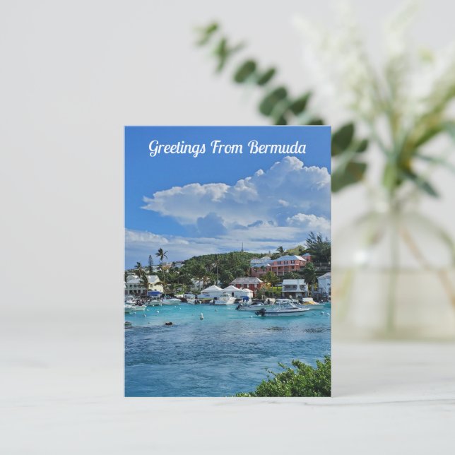 Carte Postale Salutations De Bermudes Turquoise Water Beach (Debout devant)