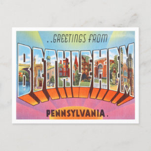 Carte Postale Salutations de Bethlehem, Pennsylvanie Travel