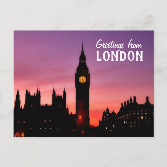 Carte Postale Salutations de Big Ben Londres Angleterre  (Devant)