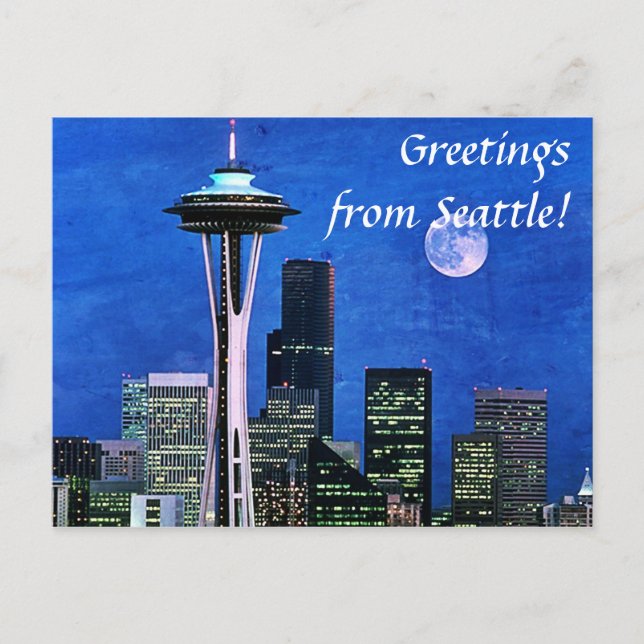Carte Postale Salutations de Blue Seattle Skyline (Devant)