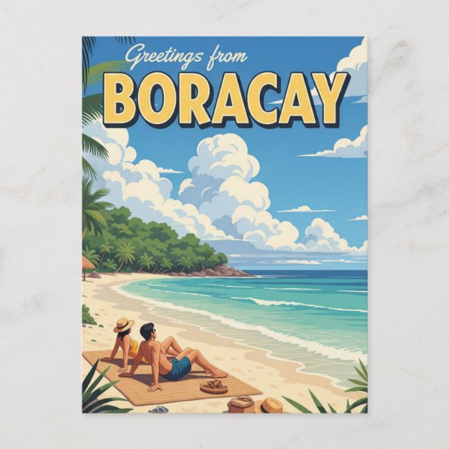 Carte Postale Salutations de Boracay Philippines Vintage (Devant)