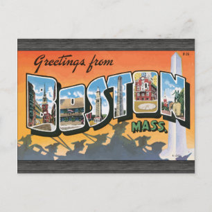 Carte Postale Salutations De Boston Mass, Vintage