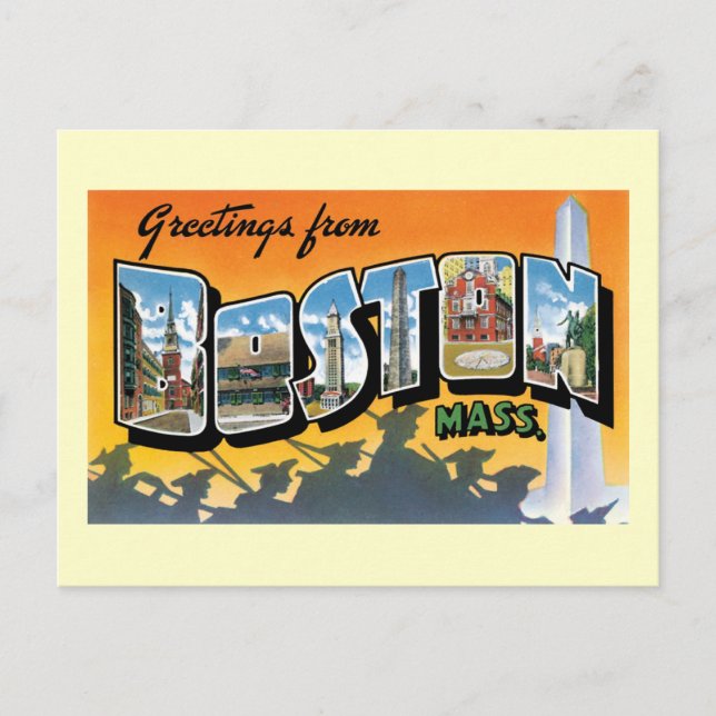 Carte Postale Salutations De Boston, Messe (Devant)