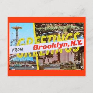 Carte Postale Salutations de Brooklyn, New York Vintage