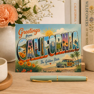 Carte Postale Salutations de California Retro