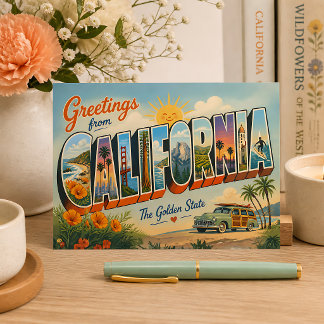 Carte Postale Salutations de California Retro